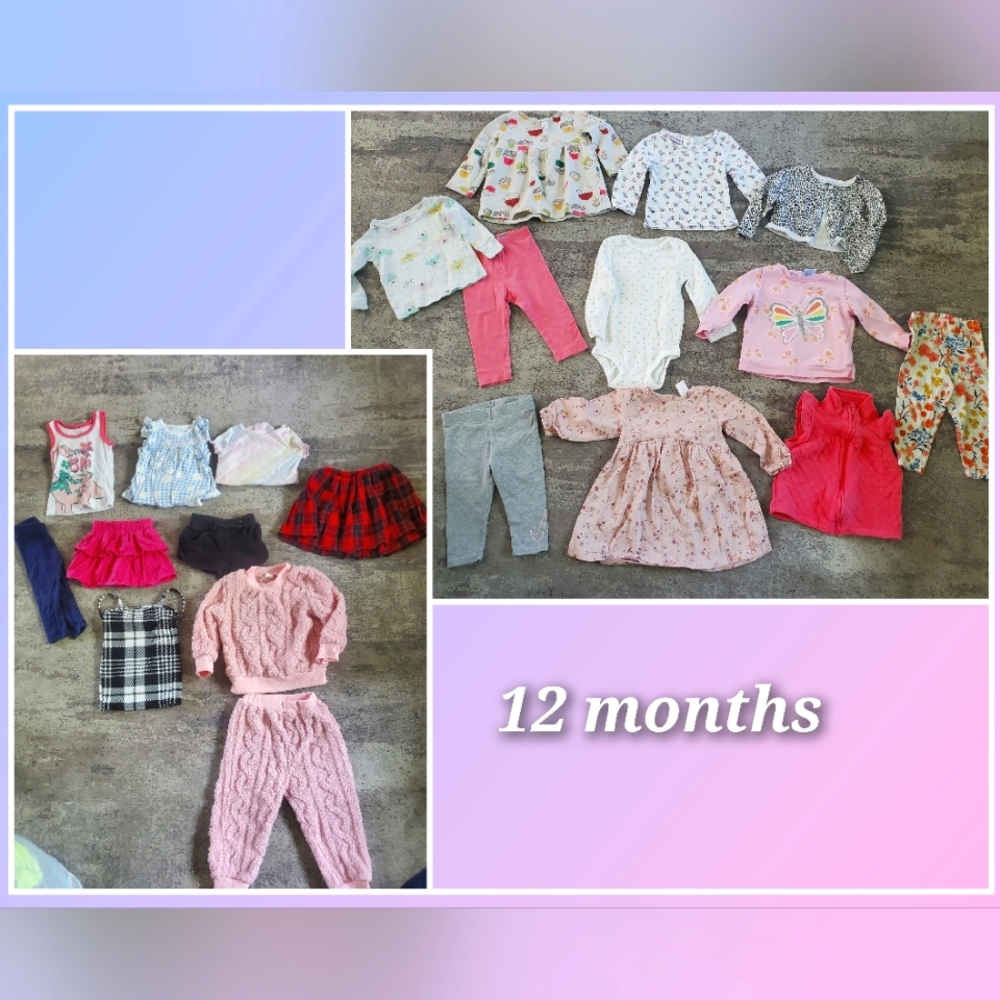 12 Month Babygirl Clothing Lot.